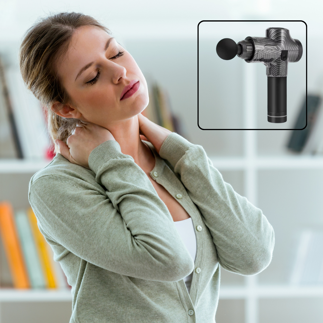 Le pistolet de massage - Gris soulage les douleurs Ă la nuque et aide Ă relaxer