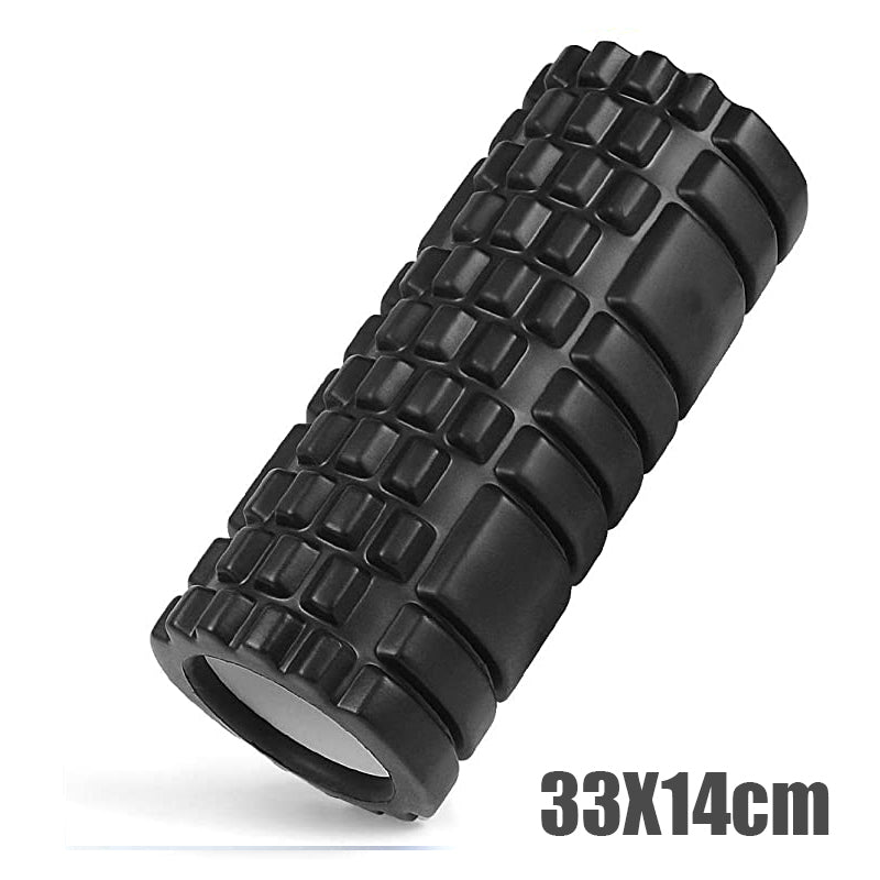 Le rouleau massage rigide, est disponible dans la couleur noire dans les dimensions de 33 cm par 14 cm de largeur.