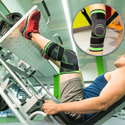 Notre-genouillère-sport-FitComfort-offre-un-super-maintien-grâce-aux-sangles-pour-être-en-mesure-de-performer-lorsqu' on-pousse-lourd-lors-des-séances-de-musculation