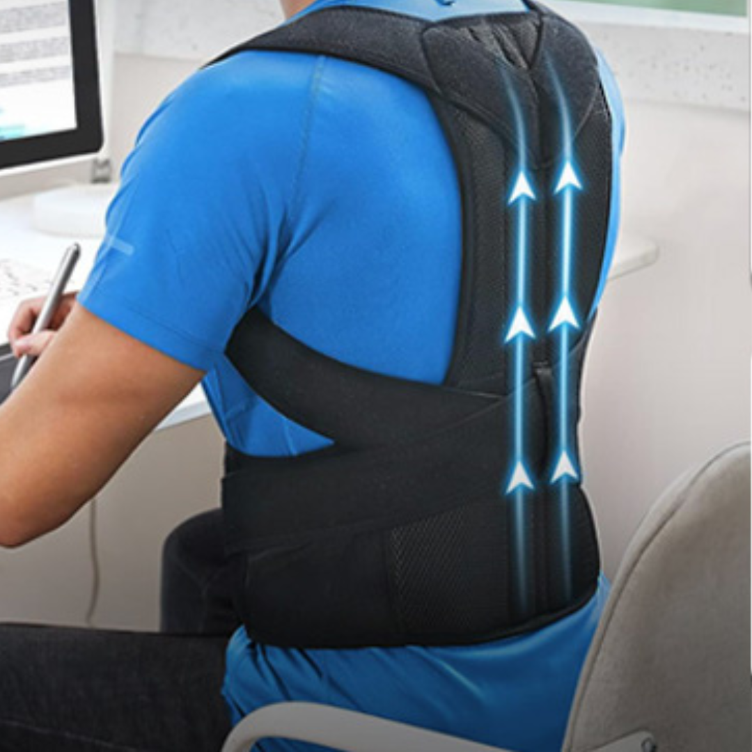 Homme porte le correcteur de posture au bureau