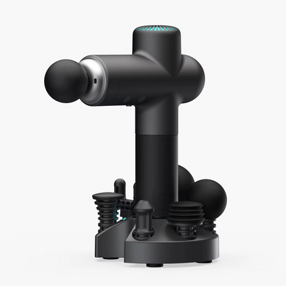 Le pistolet de massage-sans fil est muni de six embouts différents pour personnaliser vos massages. 