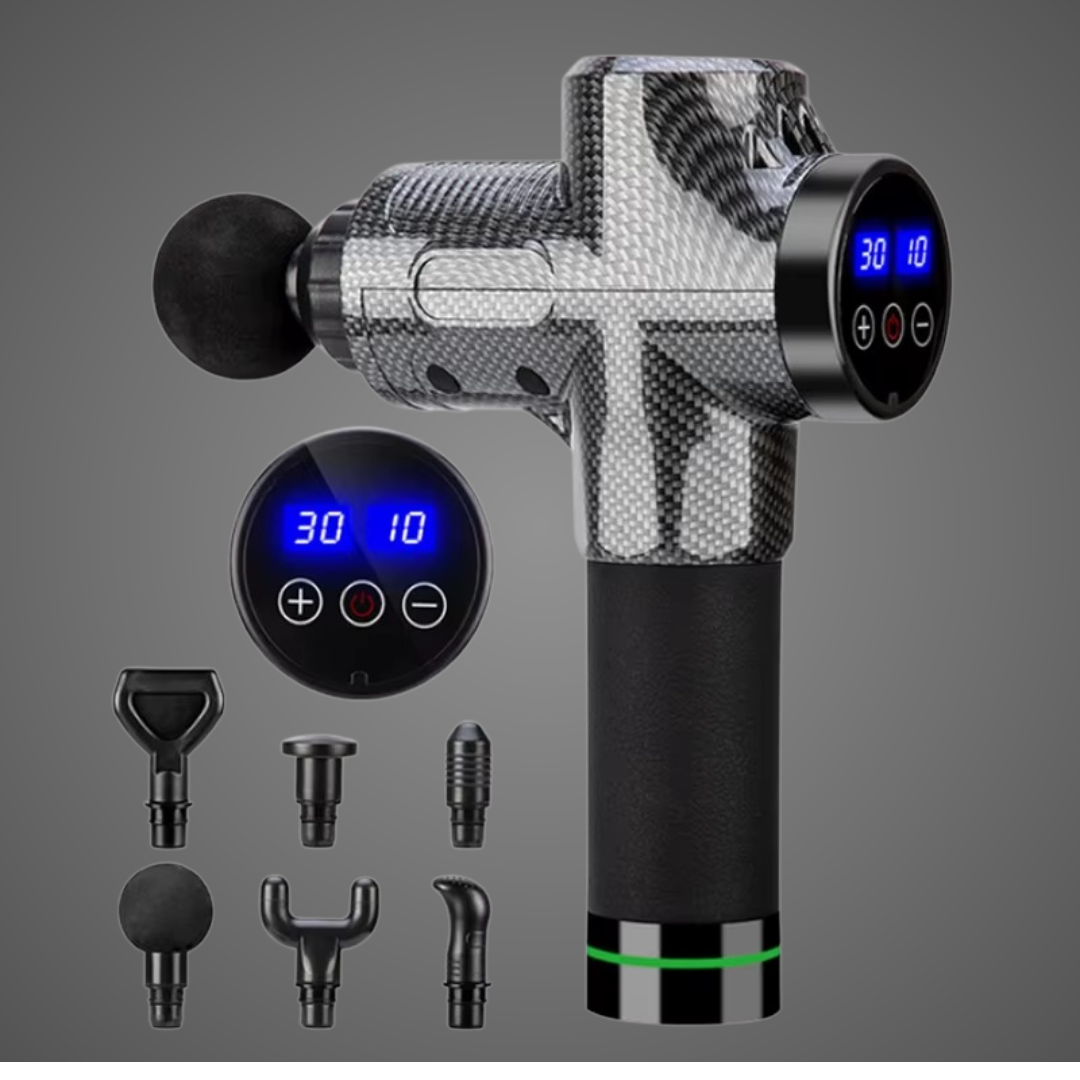 Le pistolet de massage - Gris dispose de 6 têtes de massage et un écran tactile 