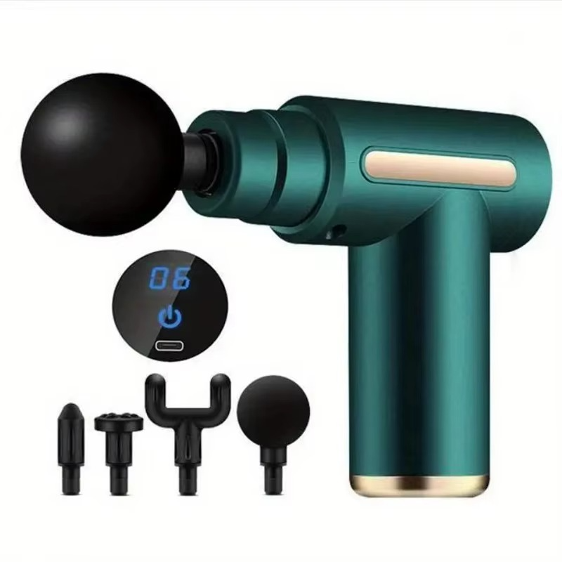 Le pistolet de massage - mini comporte quatre embouts différents pour personnaliser vos massages selon vos douleurs.