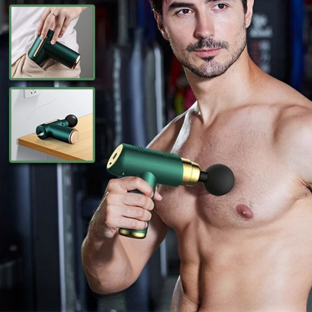 Le pistolet de massage - mini est idéal pour masser la poitrine et il est portatif. 