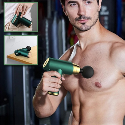 Le pistolet de massage - mini est idéal pour masser la poitrine et il est portatif. 