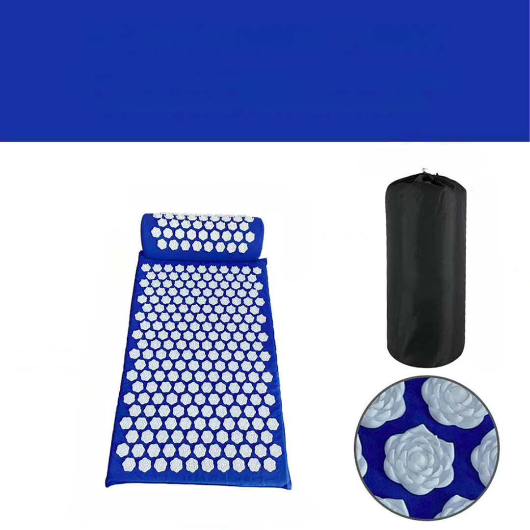 Le tapis d'acupression -Fleur de lotus bleu fournis un coussin et un sac de voyage 