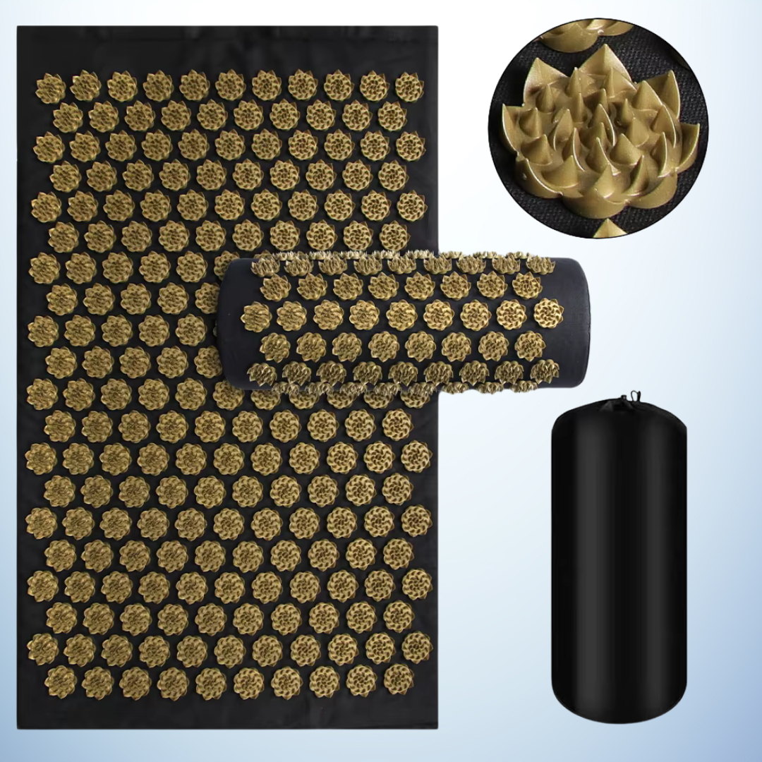  Le tapis d acupression - Picots flora gold est disponible avec un coussin et un sac de transport 