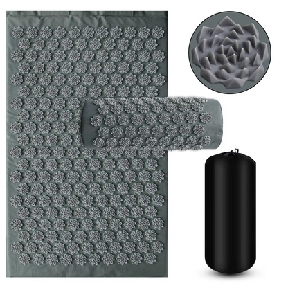 Le tapis d acupression - Picots flora offre gris des picots en forme de fleur et un sac de transport 