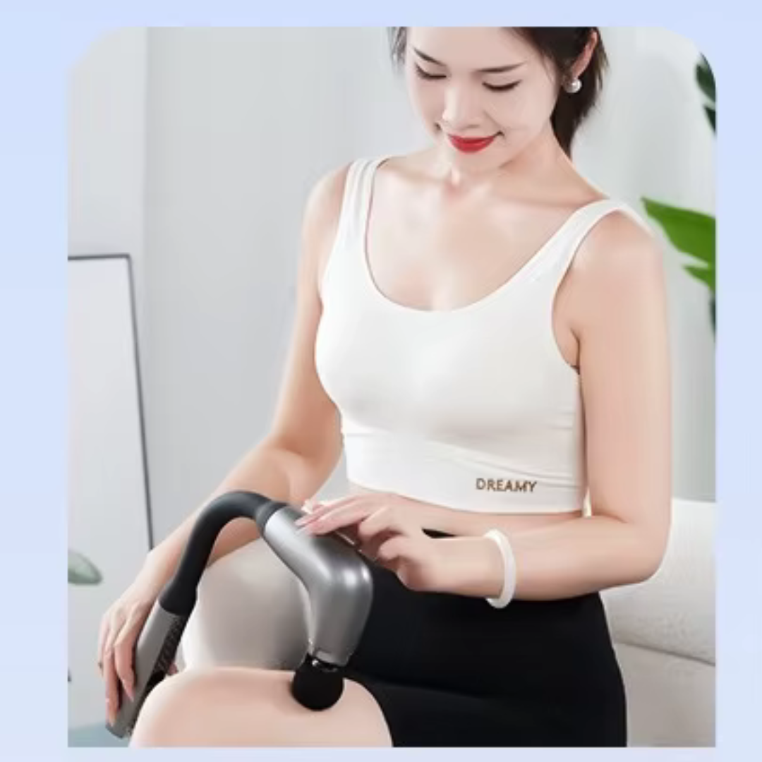 Pistolet de massage - marteau argent cible les douleurs des jambes 