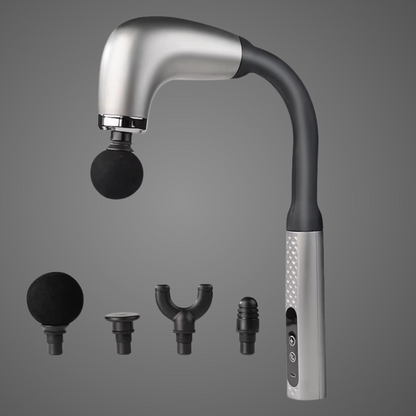 Pistolet de massage — marteau argent dispose de quatre têtes interchangeables en forme de crochet 