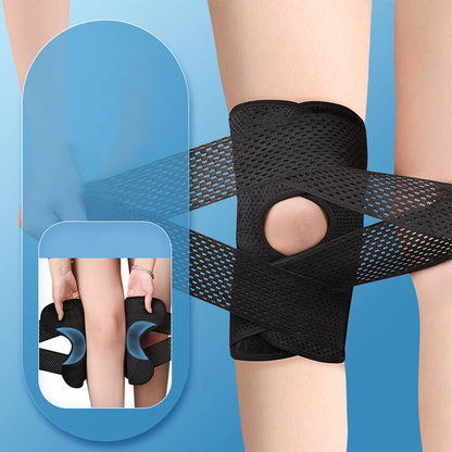 La genouillère pour rotule FitStrap, s'enfile très facilement, il suffit de croiser les deux sangles et ensuite utiliser le velcro pour solidifier le tout. 