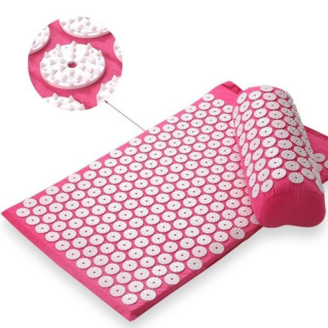 Tapis acupression - Akumata Soft Rose possède un coussin et plusieurs picots pointus